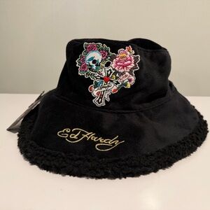 Ed Hardy Black Hat with Embroidered Detail